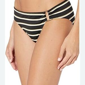LAUREN RALPH LAUREN NWT Women's Black Striped Stretch Swimsuit Bottom Size 10